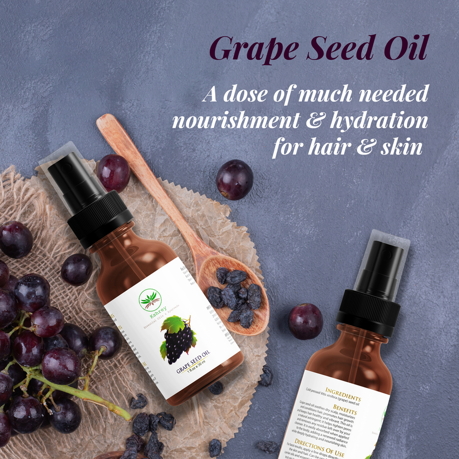 Cold Pressed - Grape Seed Oil - Natural Moisturizer For hair and skin (30 ml)